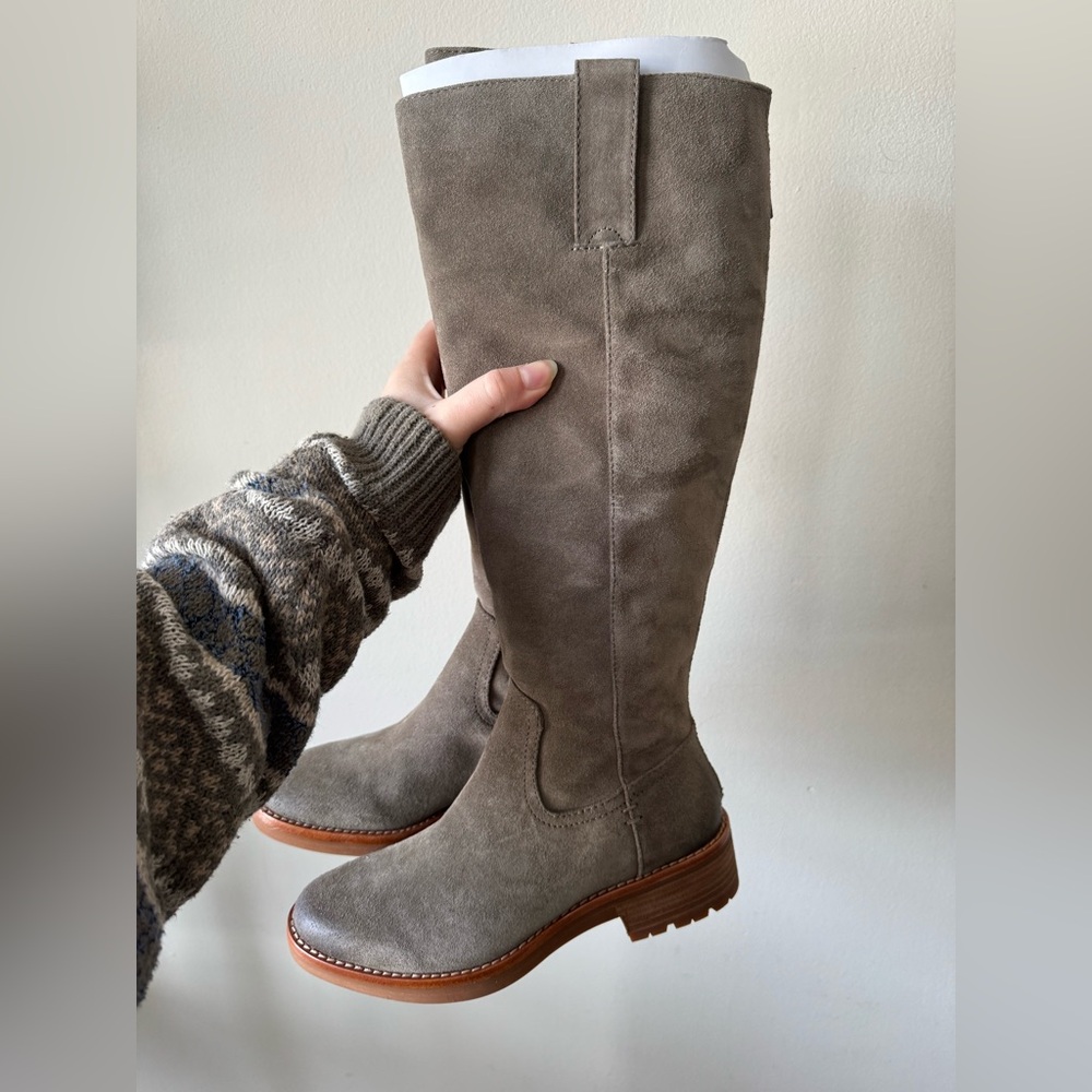 NWOT Sofft Taupe Suede Knee-High Riding Boots - Picture 6 of 8